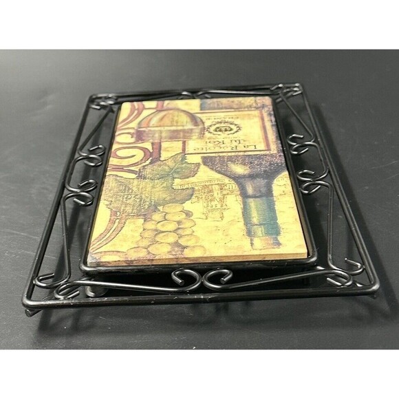 Wine Wall Hangings with Ceramic Tiles and Black Iron Trim Merlot and French 2 - Picture 7 of 12